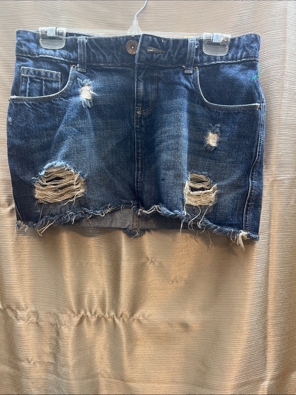 Mossimo Supply Co. Distressed Dark Blue Denim Mini Skirt